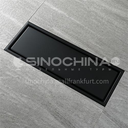 110*300mm matt black invisible long floor drain 304 stainless steel rectangular bathroom deodorant and insect resistant floor drain HIDL130